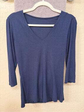 INC International Concepts Women's V-Neck Long Sleeve Top - Blue